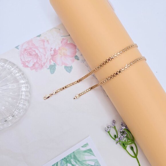 Elegant Rose Gold Plated Link Chain Necklace – 50cm Length, XPNL0065 - Picture 9 of 12